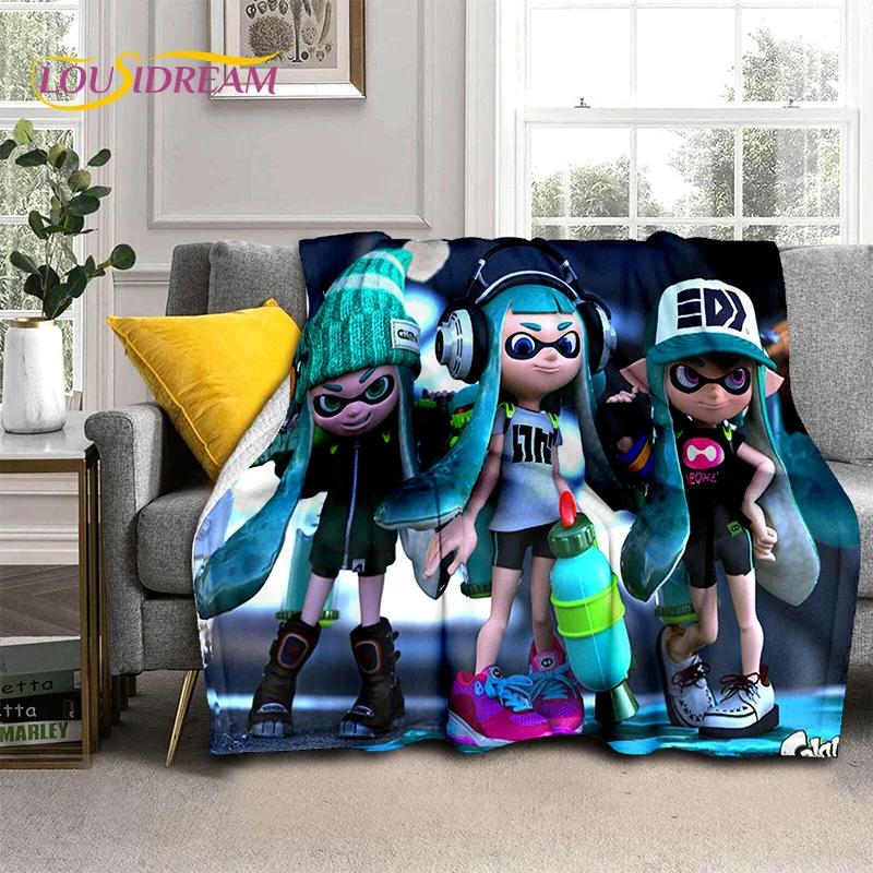 Splatoon3 PC Игрок Мультяшная Игра Мягкие Одеяла, Теплое Плед-Покрывало Уютное Одеяло для Пикника Кроватей Дивана Дома Спальни Подарок