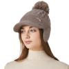 Бейсболка с защитой ушей из густой кроличьей шерсти, женская зимняя уличная морозостойкая теплая вязаная кепка с шариками для волос