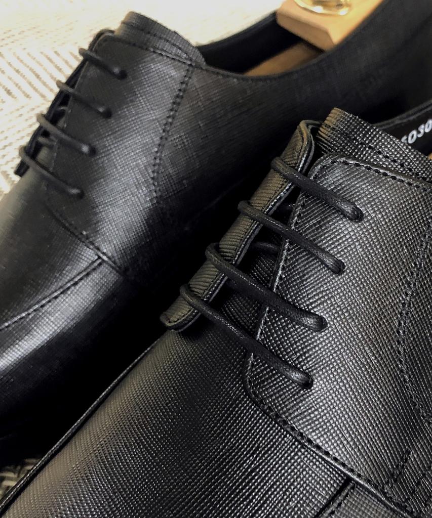 Joenshoe Human U-Tip Oxford Black Saffiano