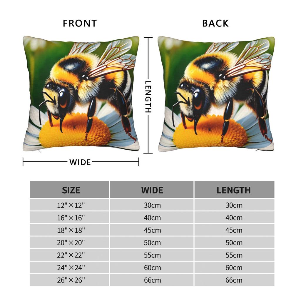 Bee And Flowers Pillow Cover Novelty Pillow Case For Living Room Sofa Custom Pillowcases Gift