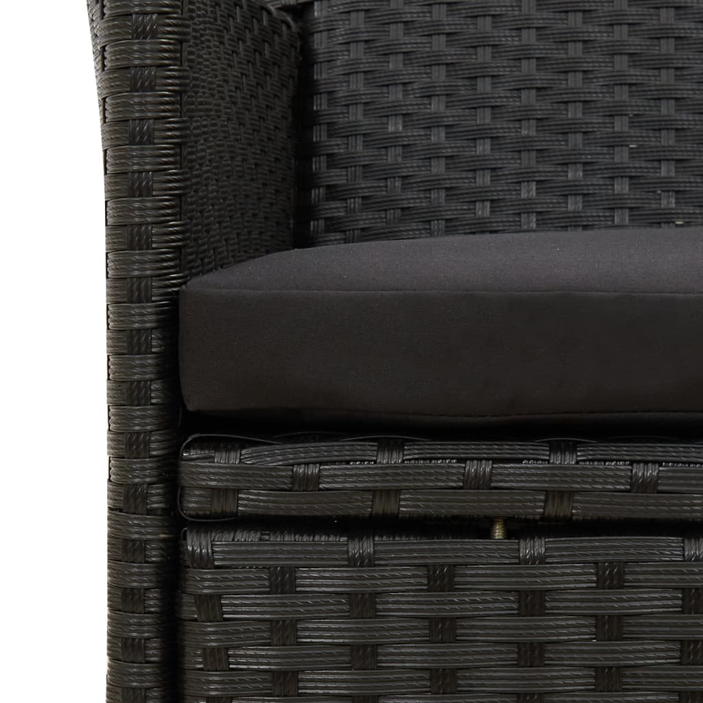 Garden Chairs with Seat Cushions 2 pcs Poly Rattan Black