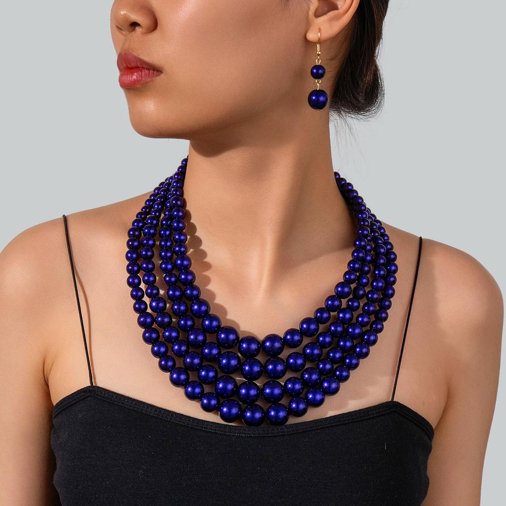 Модное преувеличенное женское колье-чокер, многослойное ожерелье, универсальный набор серег и ожерелья