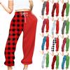 Женские повседневные модные повседневные брюки с принтом в клетку, брюки с завязками на шнурке