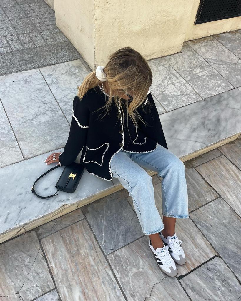 Модное женское пальто с круглым вырезом, осенне-зимнее однобортное пальто с длинными рукавами и карманами, женское элегантное лоскутное пальто в стиле High Street