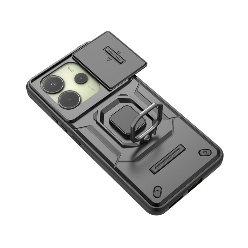 Чехол для телефона с выдвижным окном для Redmi Note 14 4G, держатель-кольцо, магнитная задняя крышка для Redmi Note 14 4G, чехол для Redmi Note 14 4G