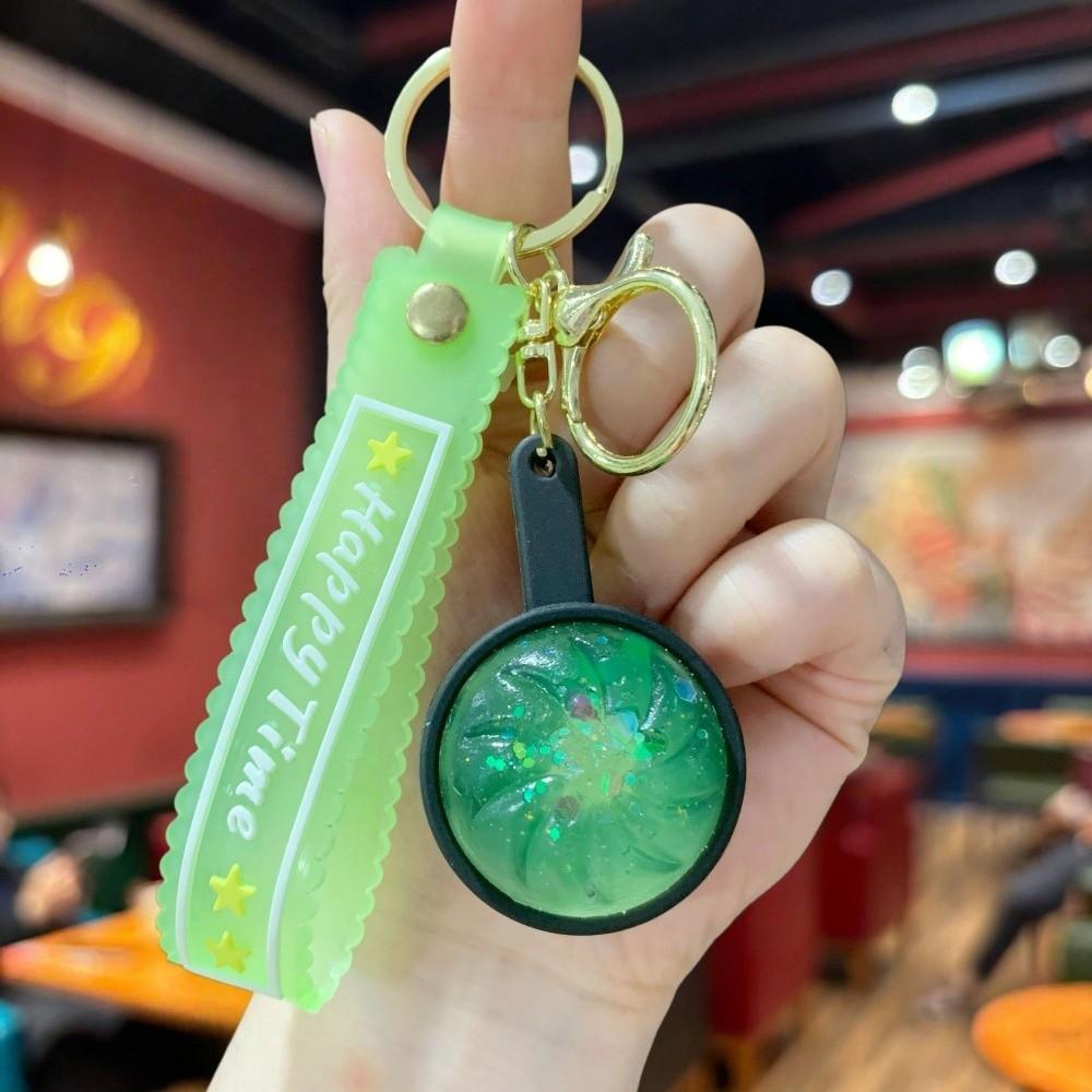 3D Steamed Bun Key Chain LED Flashing Squeeze Toy Fidget Toy Flashing Baozi Key Ring Car Keys