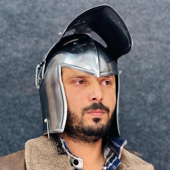 Knight Barbute Helmet 18g Soft Steel Medieval Warrior Armor LARP Cosplay Costume Warrior Helmet