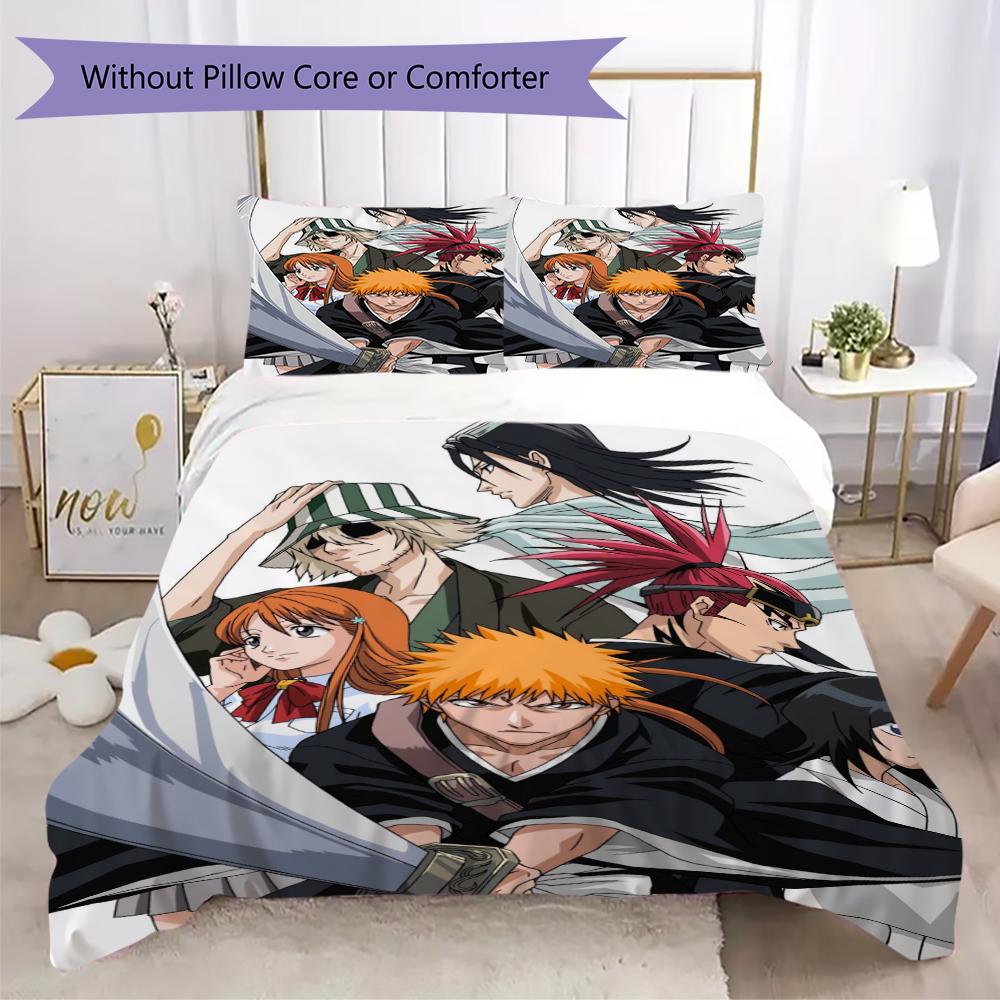 Bleach Pattern Bedding uilt Set uilt Cover Pillowcase Home Decoration Birthday Gift (1 * duvet cover + 2 * pillowcase without core)
