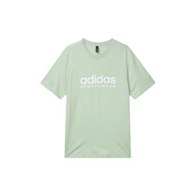 adidas SS24 Повседневная спортивная минималистичная удобная футболка с круглым вырезом и коротким рукавом с принтом логотипа унисекс льняная футболка зеленого цвета JI9072