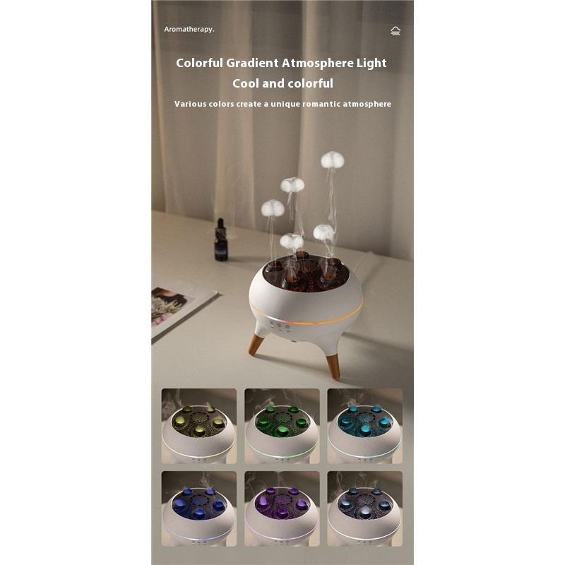 Бесшумная распыляющая ароматерапия и выдыхающее кольцо медузы, красочный атмосферный свет, подарок на день рождения, технология увлажнителя с голосовым управлением