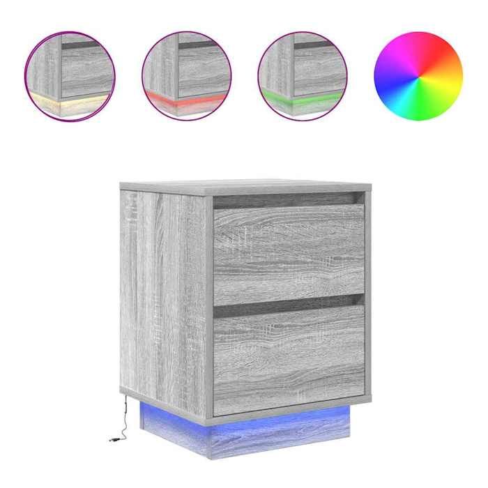 VidaXL Bedside Tables with LED Lights 2pcs Sonoma Grey 38x34x50 Cm, Nightstand, Bed Table, Side Table, 861294