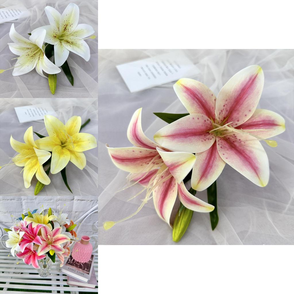 Luxury Lily 3d Printed Fake Flowers For Wedding Celebrations And Studio Use