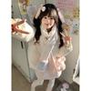 Winter cute cute girl wind contrasting color stand-up collar cotton clothes bread clothes + scarf women's loose warm thickened cotton clothes jacket