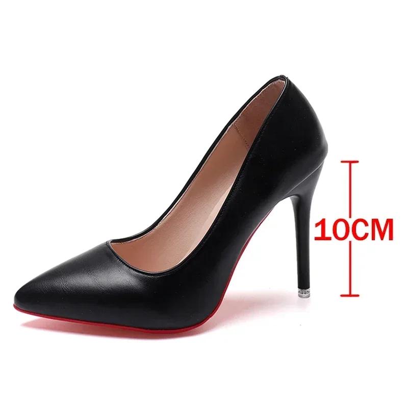 Fashion Classic Black Stiletto Heels Pumps Women 2024 Spring Patent Leather Office Shoes Woman Plus Size 43 Pointed Toe High Heels Shoes