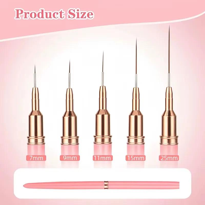 Набор кистей для дизайна ногтей, 5 шт., кисти для УФ-геля, наборы, французская полоска, рисование линий, рисование цветов, профессиональный инструмент для маникюра