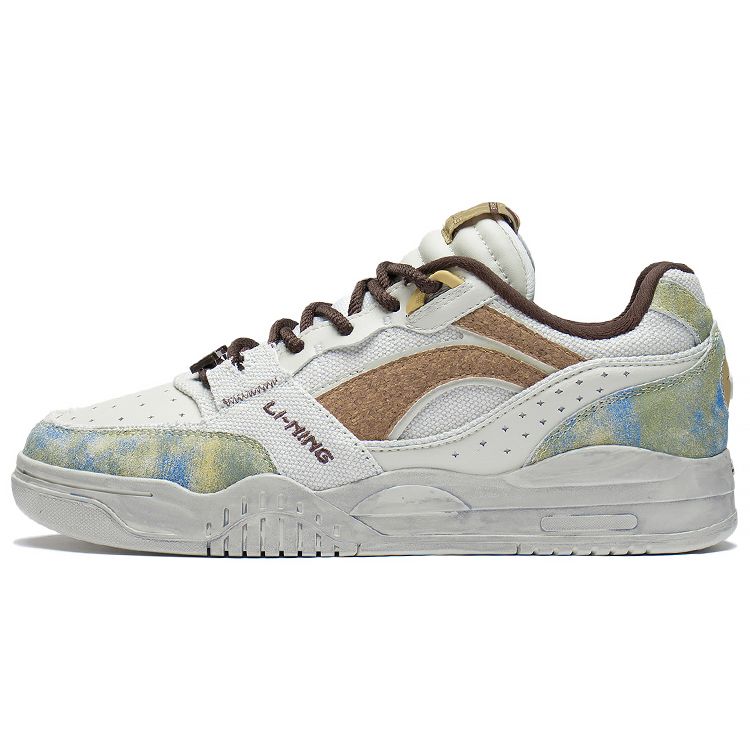 Li-Ning Light Blue Fabric Synthetic Leather Low-Top Wear-Resistant Casual Non-Slip Shock Absorbing Lightweight Sneakers Unisex Sneakers AGCS427-4