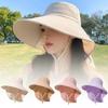 50+ UPF Wide Brim Sun Hat Korean Style Women Bucket Hats Trendy Sun Protection Hat  with Neck Cover
