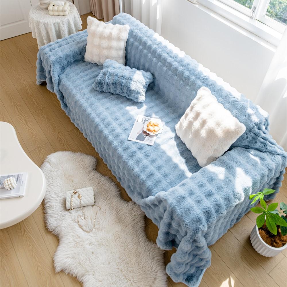 Декор комнаты, плюшевое покрывало из меха кролика, покрывало для кровати, зимний толстый теплый чехол для дивана, полотенце, одеяла для гостиной на 1/2/3/4 места