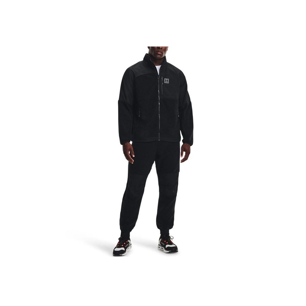 Under Armour Logo Pattern Loose-Fit Sherpa Zip-Up Jacket Men Jacket Black 1366091-001