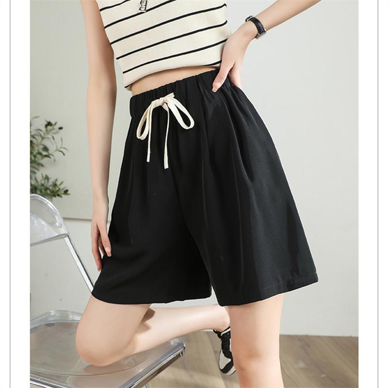 2022 Summer Fashion Korean Casual Shorts High Waist Wide Leg Women Simple Loose Harajuku Drawstring High Street Sweatshorts