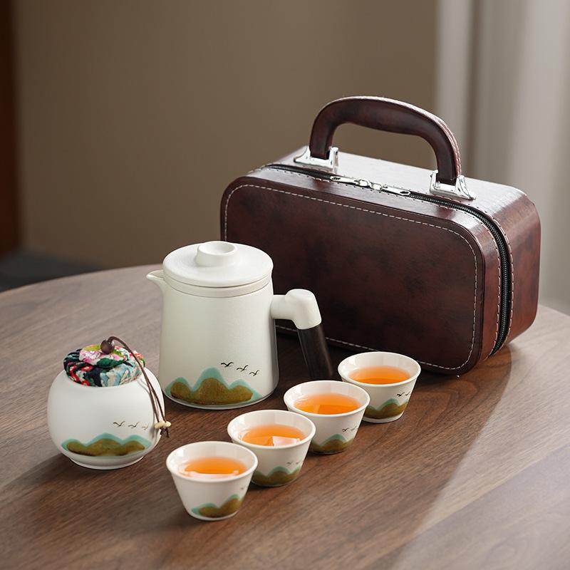 Guochaofeng black pottery office cup gift box with tea separation office tea cup set activity gift