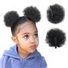 2 ЧАСТИ афро-пухов натуральные черные волосы пучок для детей вьющиеся шиньоны натуральные мягкие, заколки для волос прочные для многократного использования