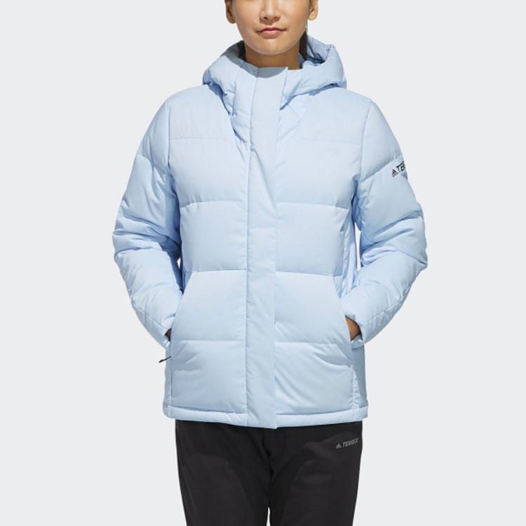 Adidas Outdoor Warm Hooded Down Jacket Women Jackets Bright-Blue FJ9232