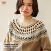 Женский кашемировый свитер жаккардовой вязки Fair Isle - Универсальный трикотаж с круглым вырезом для осени/зимы