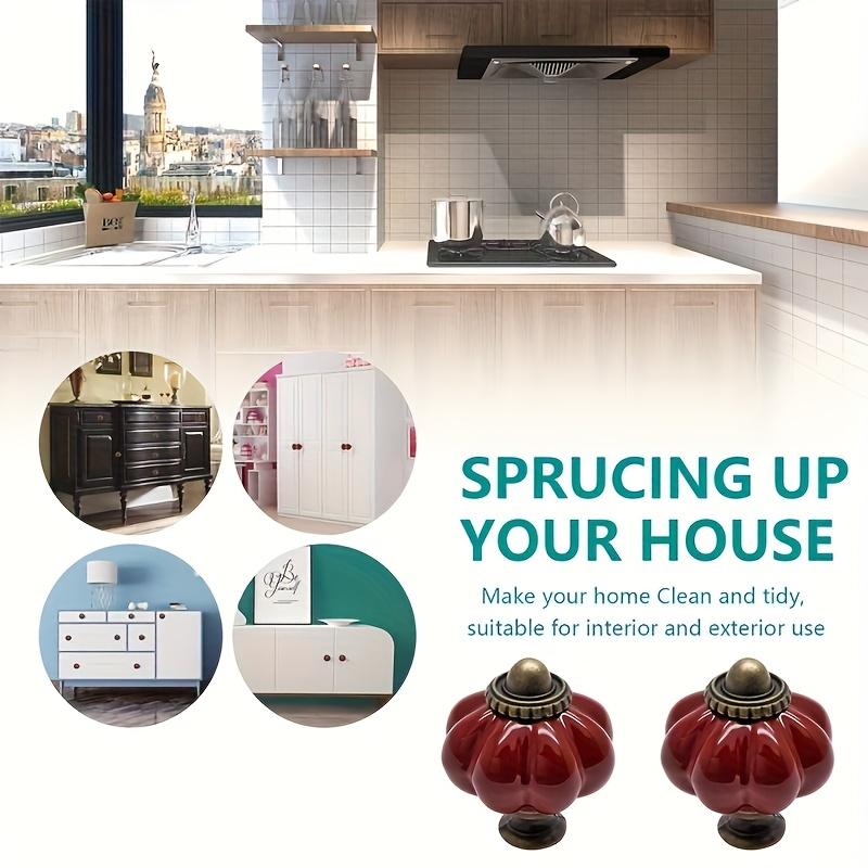 Retro Ceramic Cabinet Handles 12pcs - Deep Red Pumpkin Design 1.381.50 Inches, Ideal for Furniture Decoration On Drawers, Cabinets & Closets