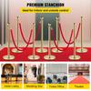Crowd Control Stanchion, Set of 8 Pieces Stanchion Set, Stanchion Set with 5 ft/1.5 m Red Velvet Rope, Gold Crowd Control Barrier w/ Sturdy Concrete