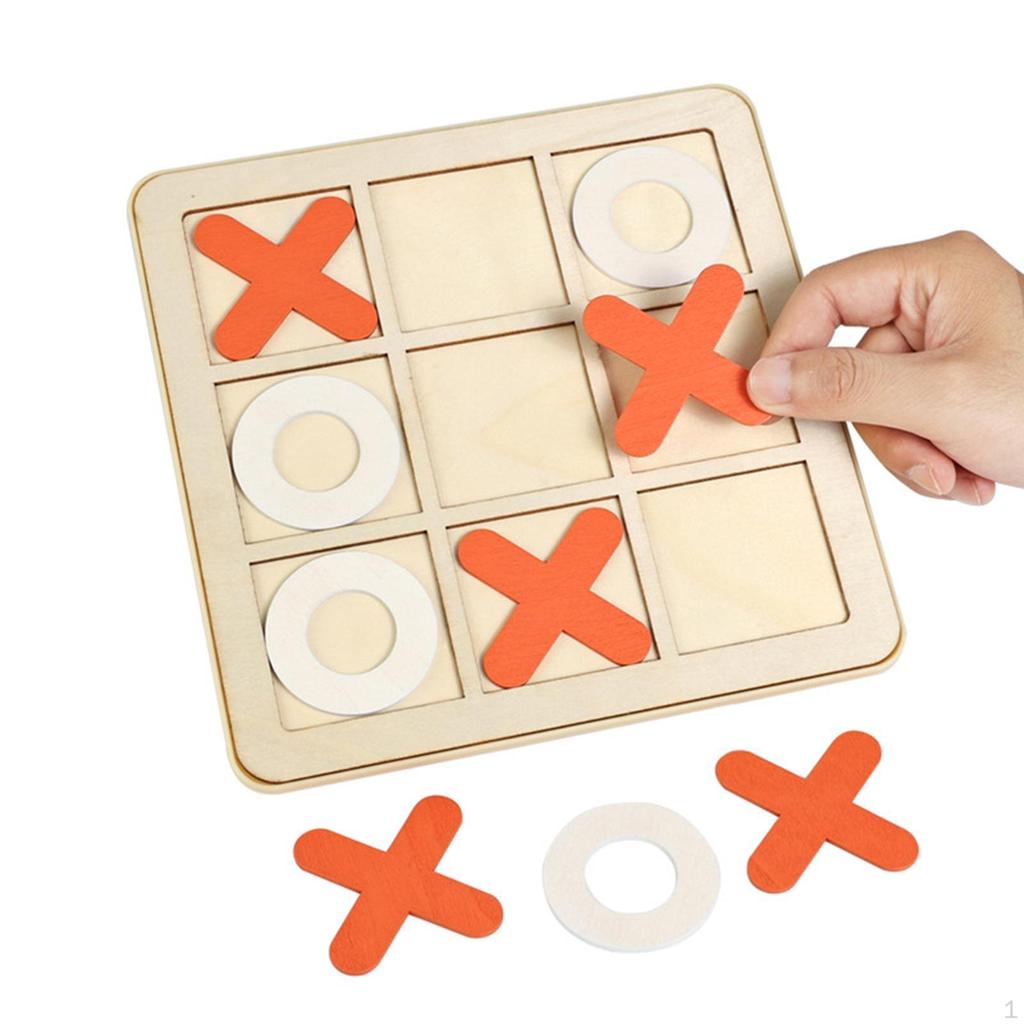 2 In 1 Wooden Geoboard and TAC Toe Game Board Educational Toy Fun Family Games for Table