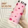 Cute Pink Heart Print Stainless Steel Insulated Coffee Tumbler Vacuum Sealed Travel Mug Leakproof Thermal Cup for Gift Daily Use