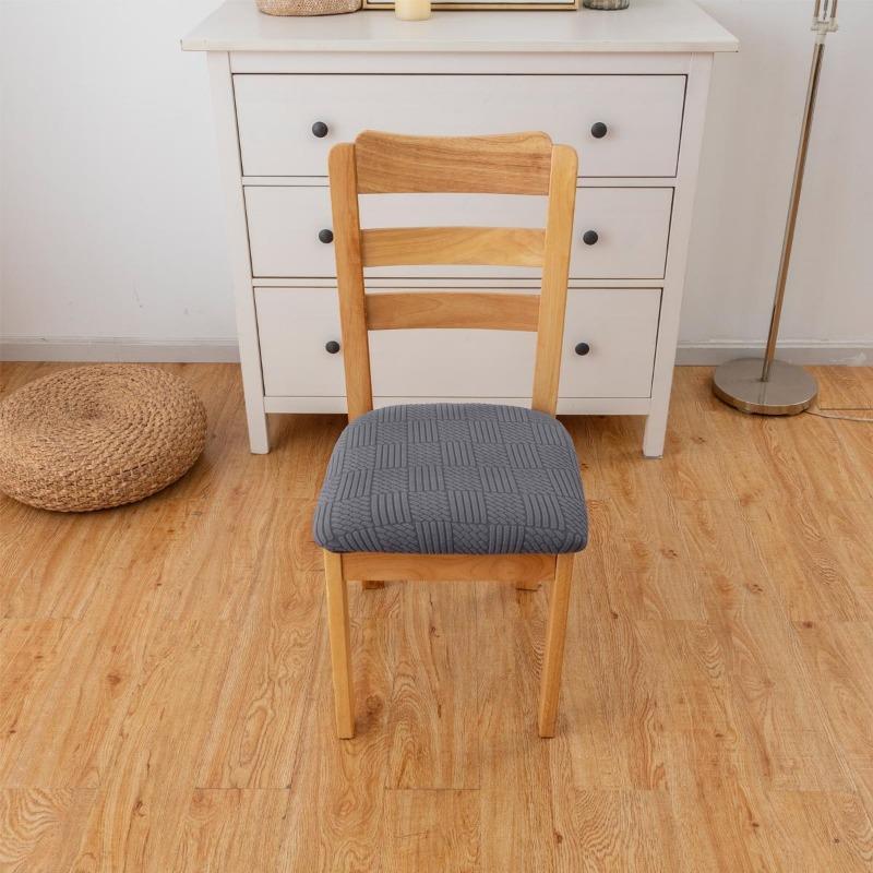 Stretch Jacquard Dining Room Chair Seat Covers Removable Washable Elastic Upholstered Dining Chair Cushion Slipcover
