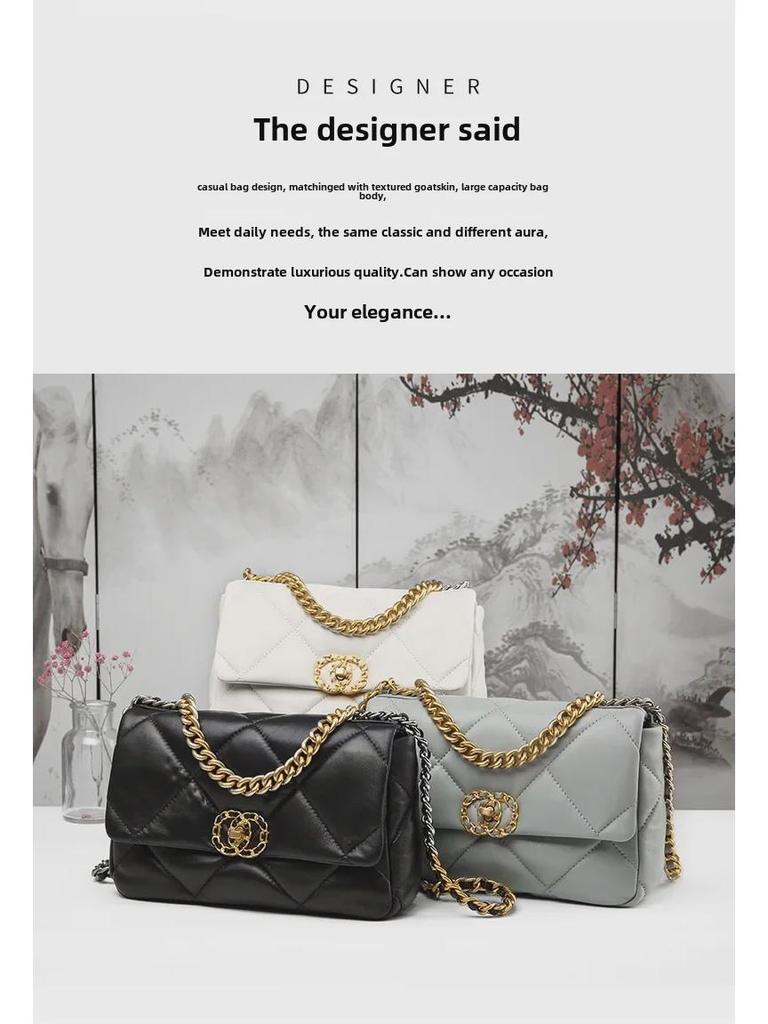 Сумка квадратная из овчины с бриллиантовой цепочкой 2025 года: Стильная женская кожаная сумка через плечо и почтальонка