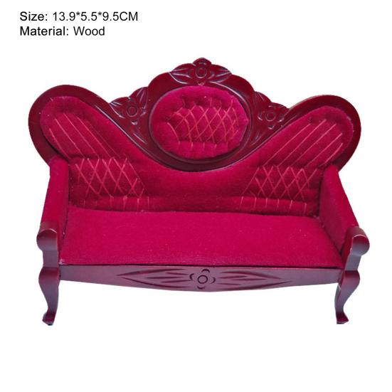 Мини-диван Ностальгический Без заусенцев Экологичный 1:12 Миниатюрный диван для кукольного домика для девочки