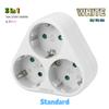 EU Type F 3 Way Power Strip, 16A Cordless Outlet Splitter, Wall Plug Adapter with 4.8mm Pins, 3680W Max for Europe & Russia