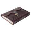 Handmade Embossed Travel Diary with Classic Style/Formate With Lock System - Brown. Size 5x7 Inches.