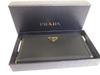 Authentic PRADA Black Nylon Leather Gold H/W Round Zip Long Wallet #a570  Open box
