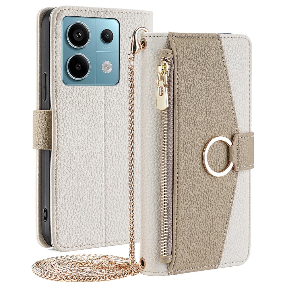 Crossbody Case for Xiaomi Redmi Note 13 Pro 5G/Poco X6 5G Zipper Pocket Phone Cover with Makeup Mirror