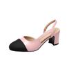 Fashion New Pointed Toe Sandals Fashion Low Square Heels Flat Shoes Korean Color Matching Party Ladies Shoes Chaussure Femme 2024