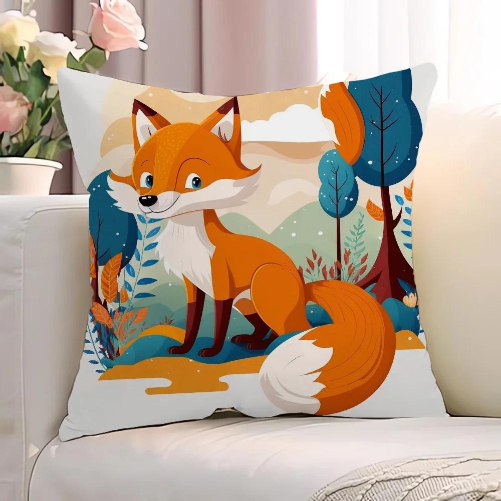 Cartoon Fox Cushion Cover 50x50 Cushions Decorative Pillowcases 40x40 Ornamental Pillows for Living Room Lounge Chairs Pillow