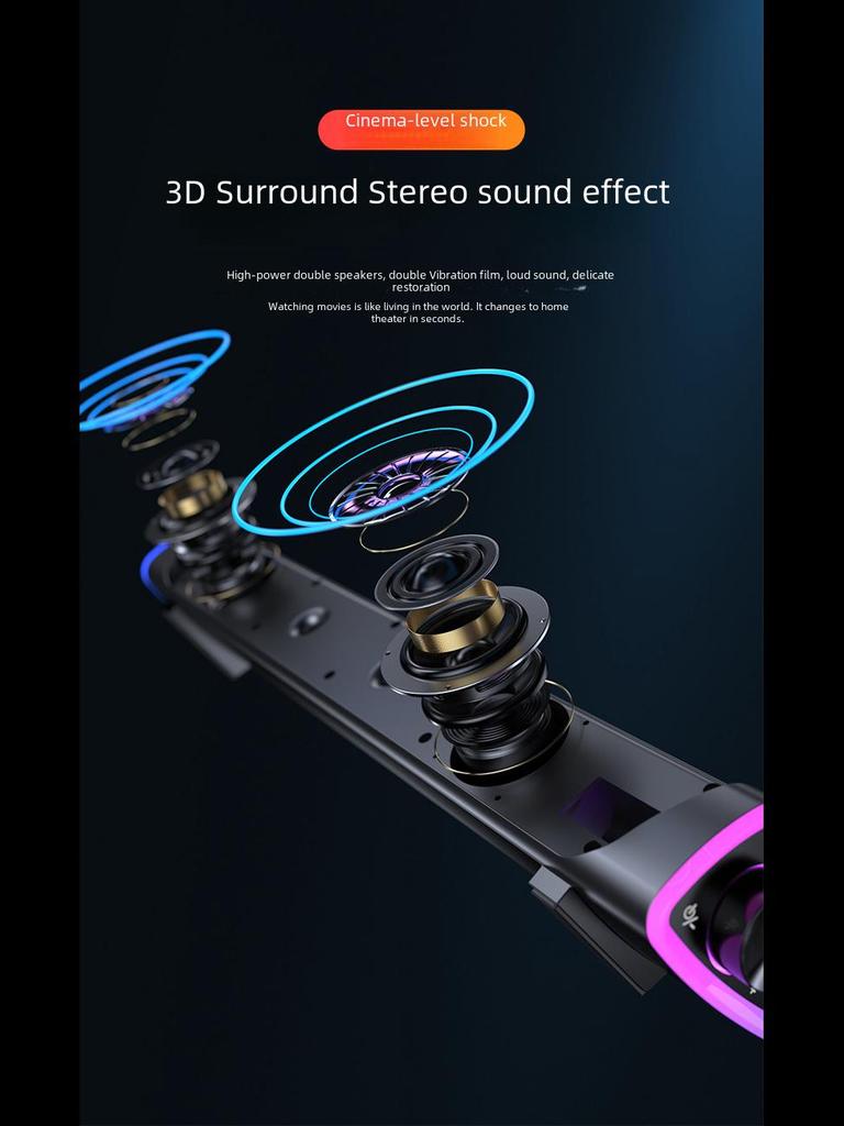 Bluetooth-саундбар Naiye: Двухканальная настольная аудиосистема с сабвуфером