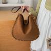 Persality Horseshoe Shape PU Solid Hasp Women's Shoulder Bags  Exquisite Rivets Large Capacity Versatile Crossbody Bag