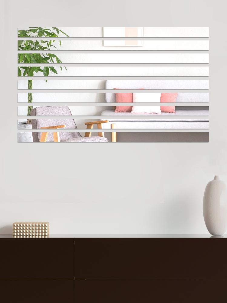 20 Pcs Acrylic Mirror Wall Stickers Mirror Wall Stickers Striped Design Art Tile Decal DIY Self Adhesive Removable and Murals for Home Decor