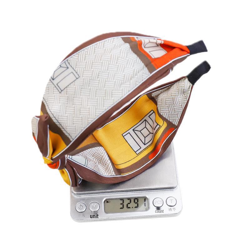 Корейский геометрический принт Широкая повязка для волос с бантом