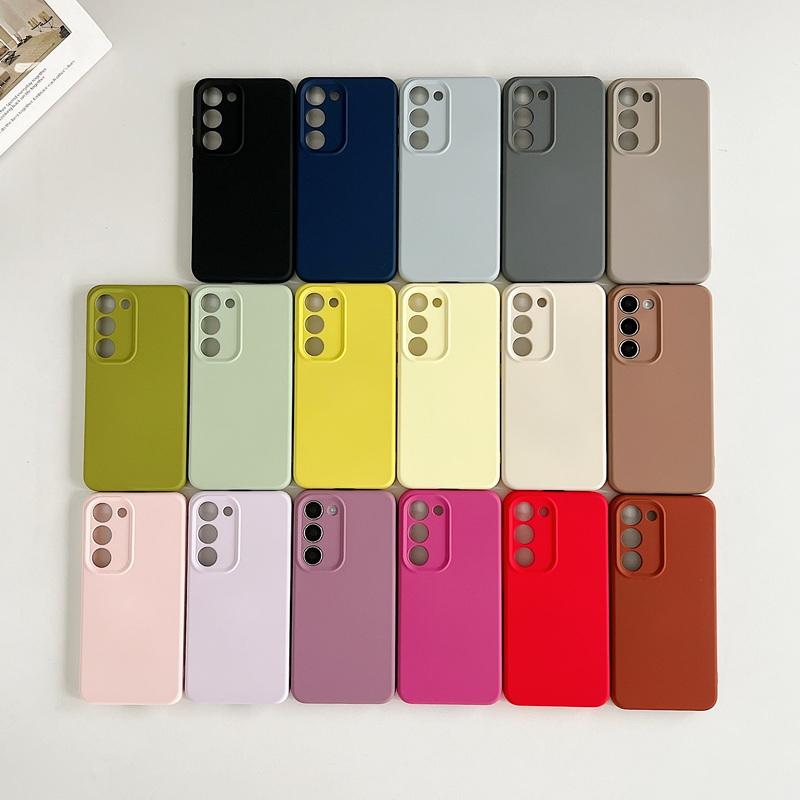 Candy Color Soft Liquid Silicone Case for Samsung S24 Ultra S23 S22 Plus Shockproof Square Slim Lens Protection Phone Cover Coque
