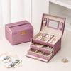 PU Leather Jewelry Holder Rings Necklace Square Jewelry Box Jewelry Storage Case  Outdoors