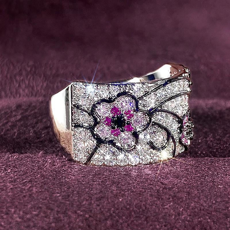 CopperFlower Design Finger Ring for Women Luxury Lady Aesthetic Fashion Jewelry Engagement Gorgeous Wedding Band