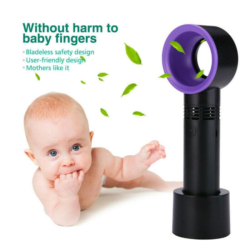 Новый летний портативный ручной безлопастной вентилятор, мини-кулер, удобный вентилятор без листьев с 3-скоростным USB-перезаряжаемым охлаждающим вентилятором для путешествий, офиса на открытом воздухе