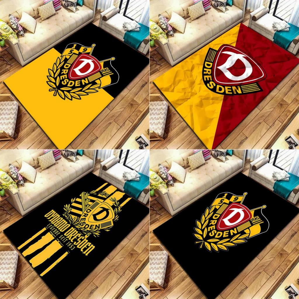 SG Dynamo Dresden 1953 Area Rug Yellow Black Split Background Club Crest Print Non Slip Rectangular Floor Mat Football Fan Home Decor